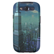 Ciudad extranjera con el UFO en cielo Galaxy S3 Fundas