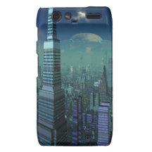 Ciudad extranjera con el UFO en cielo Motorola Droid RAZR Carcasas