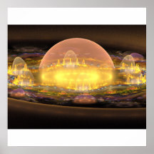Ciudad futurista del fractal posters