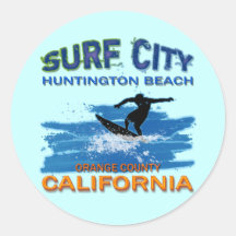 CIUDAD HUNTINGTON BEACH DE LA RESACA PEGATINAS REDONDAS