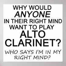 Clarinet derecho del alto de la mente posters