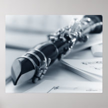 Clarinet en las hojas de música posters