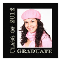 Clase blanca negra de la graduación 2012 invitación personalizada