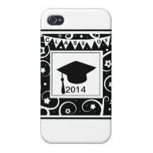 Clase blanco y negro de graduación de encargo del  iPhone 4 carcasa