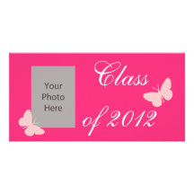 Clase de 2012 - mariposa rosada tarjeta fotografica personalizada