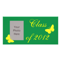 Clase de 2012 - mariposa verde y amarilla tarjetas fotográficas personalizadas