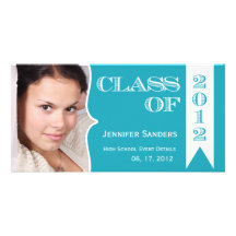Clase de invitación azul clásica de la graduación  tarjetas fotograficas 