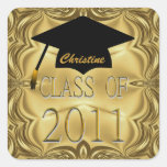 Clase de la graduación 2011 pegatina cuadradas personalizada