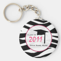 Clase de la graduación de 2011 - estampado de zebr llaveros personalizados