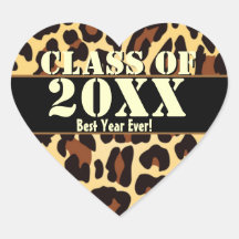Clase de la graduación del año del leopardo negro  pegatina de corazón personalizadas