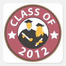 Clase del graduado de 12 pegatinas cuadradas personalizadas