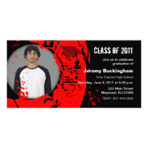 Clase del rojo 2011 de la tarjeta de la foto de la tarjeta fotografica personalizada
