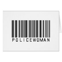 Clave de barras de la mujer policía felicitaciones