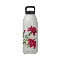 Claveles rojos bordados botellas de agua reutilizables