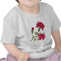 Claveles rojos bordados camisetas