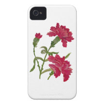 Claveles rojos bordados iPhone 4 carcasa