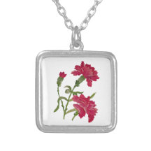 Claveles rojos bordados joyeria personalizada