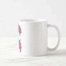 Claveles rojos bordados tazas