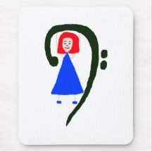 Clef bajo azul femenino rojo del azul de vestido alfombrilla de ratones