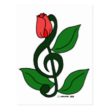 Clef color de rosa tarjetas postales