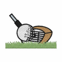 Club de golf y bola camiseta polo
