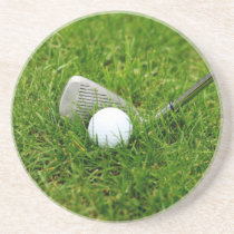 Club de golf y pelota de golf posavasos