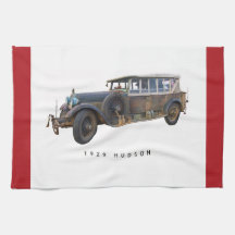 Coche 1929 del Hudson Toallas De Cocina