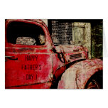 Coche aherrumbrado viejo - el día de padre feliz felicitación