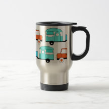 Coche anaranjado retro del vintage de la turquesa  taza