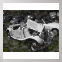 Coche antiguo 1953 de MG Posters