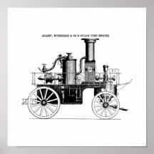 Coche de bomberos del vapor de Silsby 1858 Poster