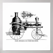 Coche de bomberos del vapor rotatorio de Silsby Posters