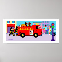 Coche de bomberos ocupado poster