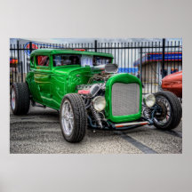 Coche de carreras verde impresiones
