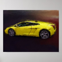 Coche de deportes amarillo posters
