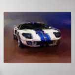 Coche de deportes azul y blanco posters
