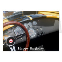 Coche de deportes clásico, feliz cumpleaños tarjeta
