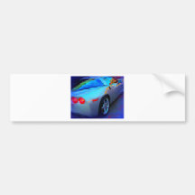 Coche de deportes de la aguamarina etiqueta de parachoque