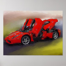Coche de deportes rojo impresiones