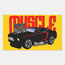 Coche del músculo de 341 dibujos animados rectangular pegatinas