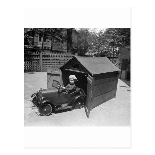 Coche del pedal del coche de carreras, 1900s tempr tarjeta postal