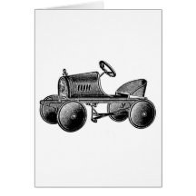 Coche del pedal del juguete del vintage tarjetas
