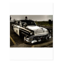 Coche policía del vintage postal