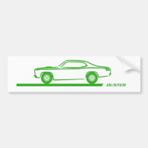 Coche verde 1970-74 del plumero etiqueta de parachoque