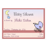 Cochecillo de bebé color de rosa - invitaciones de anuncios personalizados