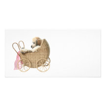 Cochecillo de bebé del caniche tarjeta fotográfica personalizada