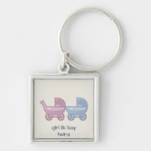 cochecillo de bebé rosado y azul llavero personalizado