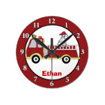 Coches de bomberos y reloj de pared de encargo del reloj de pared