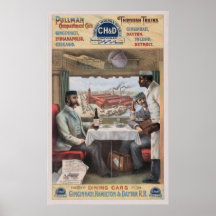 Coches de tren del pullman del vintage impresiones
