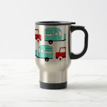 Coches rojos retros del vintage de la turquesa del tazas